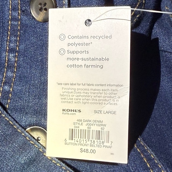 SO Denim Button-Down Belted Sleeveless Mini Dress Size L - Picture 11 of 11